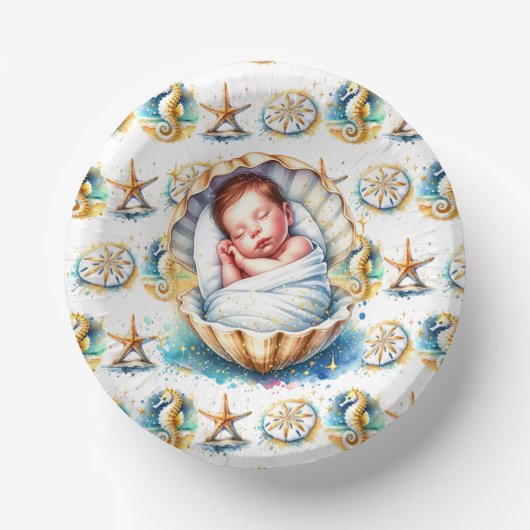 Die Babydusche von Beachy Boy Themed Coastal Pappteller (Vorderseite)
