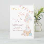 Die Babydusche von Girl Boho Einladung (Stehend Vorderseite)