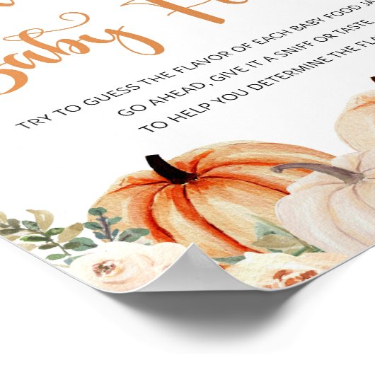 Die Babydusche von Pumpkin rät das Babynahrung-Zei Poster (Ecke)