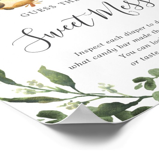 Die Babydusche von Sloth rät das süße Mess-Zeichen Poster (Ecke)