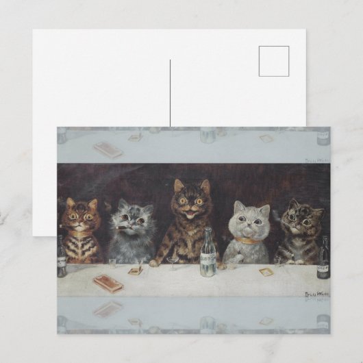 Die Bachelor-Feier der Katze Postkarte (Vorne/Hinten)