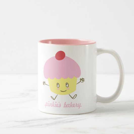 Die Bäckerei-Kuchen-Tasse des Pinkies Zweifarbige Tasse (Rechts)