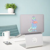 Die Backkatze Aufkleber (Laptop auf Schreibtisch)