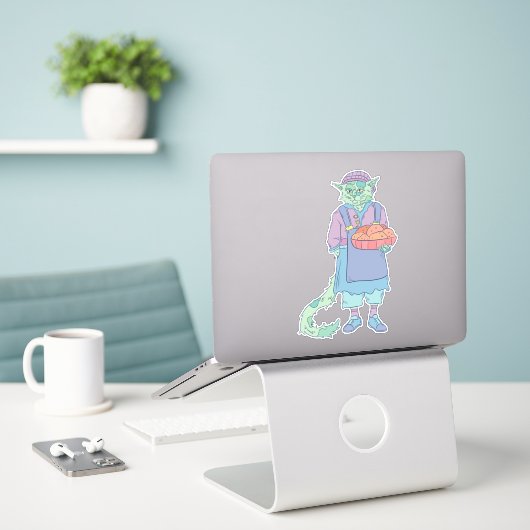Die Backkatze Aufkleber (Laptop auf Schreibtisch)