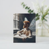 Die Bademäntel der mittelalterlichen Fee mit rotem Postkarte (Stehend Vorderseite)