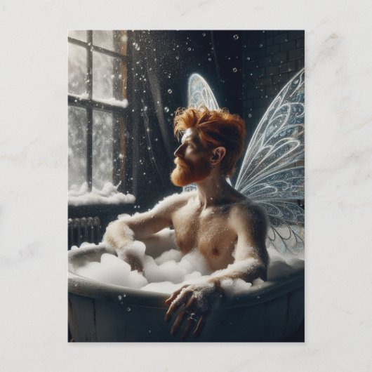 Die Bademäntel der mittelalterlichen Fee mit rotem Postkarte (Vorderseite)