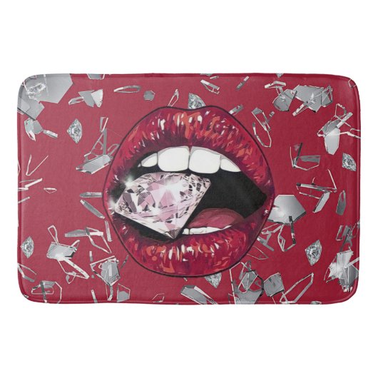Die Badezimmer sind in rotem Glas und Diamanten ge Badematte (Vorderseite)