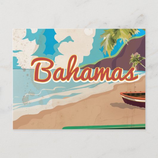 Die Bahamas Vintag Vacation Art Postkarte (Vorderseite)