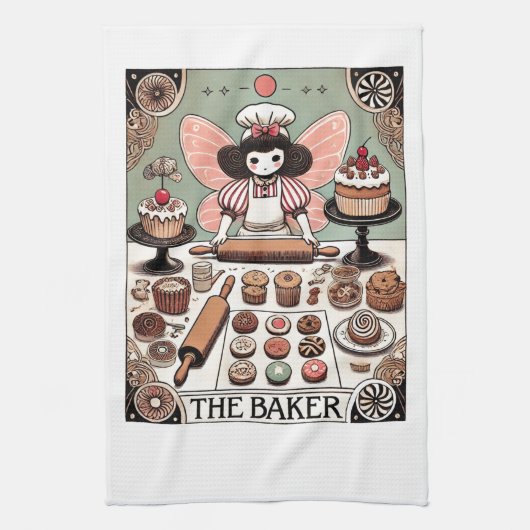 Die Baker Tarot Card Fairy Geschirrtuch (Vertikal)