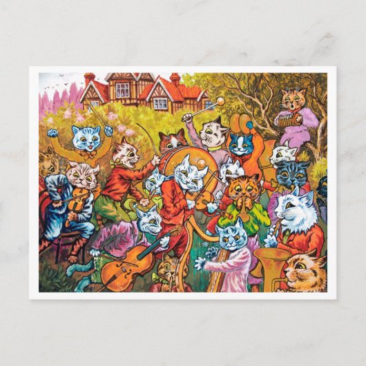 Die Band spielt Louis Wain Postkarte (Vorderseite)