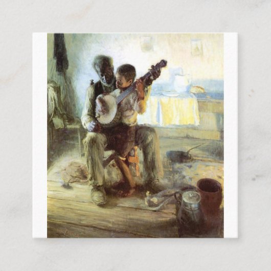 Die Banjo-Lehre von Henry Ossawa Tanner Quadratische Visitenkarte (Vorderseite)
