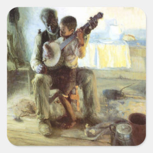 Die Banjo-Lehre von Henry Ossawa Tanner Quadratischer Aufkleber