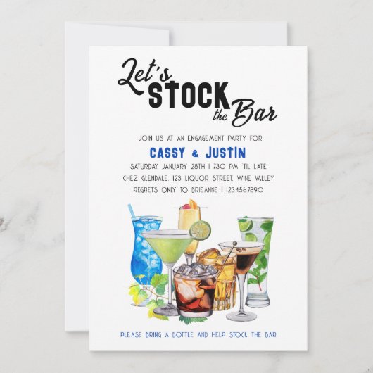 Die Bar Alocholic Drinks-Engagement-Party Einladung (Vorderseite)