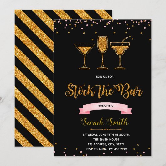 Die Bar-Dusche-Party Einladung (Vorne/Hinten)