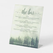 Die Bar - Foggy Green Pines Drinks Menü Hochzeit Sockelschild (Vorderseite)