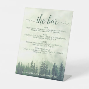 Die Bar - Foggy Green Pines Drinks Menü Hochzeit Sockelschild