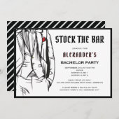 Die Bar Modern Black Tuxedo Bachelor Party Einladung (Vorne/Hinten)