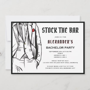 Die Bar Modern Black Tuxedo Bachelor Party Einladung