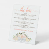 Die Bar - rustikale Pfirsichgetränke Menü Hochzeit Sockelschild (Vorderseite)