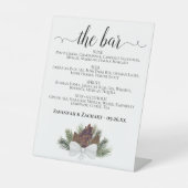 Die Bar - Rustikale Pinecones Drinks Menü Hochzeit Sockelschild (Vorderseite)