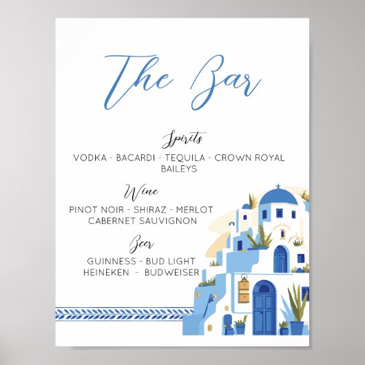 Die Bar Wedding Santorini Griechenland Blau Weiß Poster (Vorne)