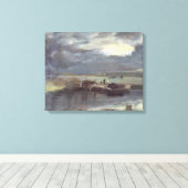 Die Barges on Stour mit der Dedham Church in Dist Leinwanddruck (Insitu (Holzboden))