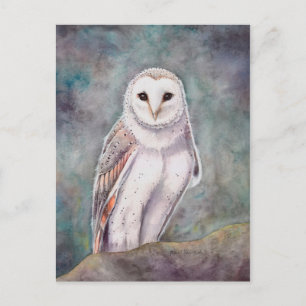 Die Barn Owl Wildlife Wasserfarben-Kunst Postkarte