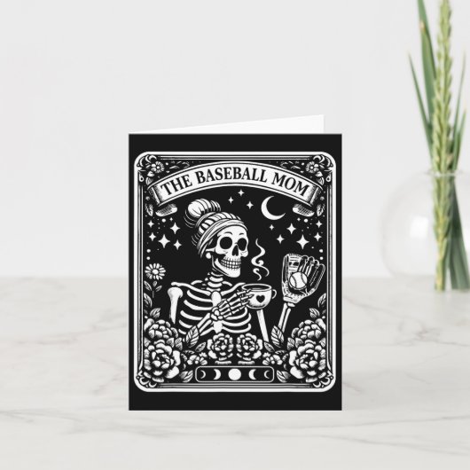 Die Baseball Mama Tarot Card Skelettkaffee Mutter Karte (Vorderseite)