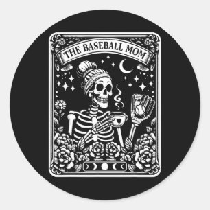 Die Baseball Mama Tarot Card Skelettkaffee Mutter Runder Aufkleber