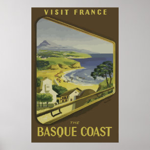 Die baskische Küste, Frankreich Vintage Travel Pos Poster