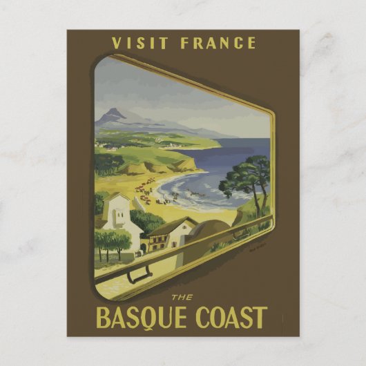 Die baskische Küste, Frankreich Vintage Travel Pos Postkarte (Vorderseite)
