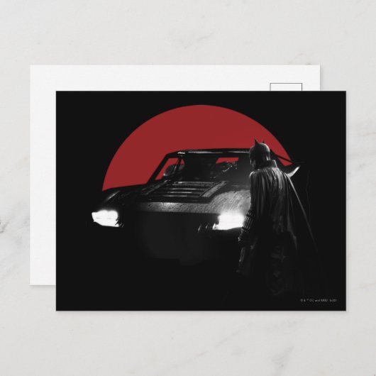 Die Batman & Batmobile Grafik Postkarte (Vorne/Hinten)