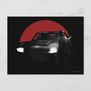 Die Batman & Batmobile Grafik Postkarte