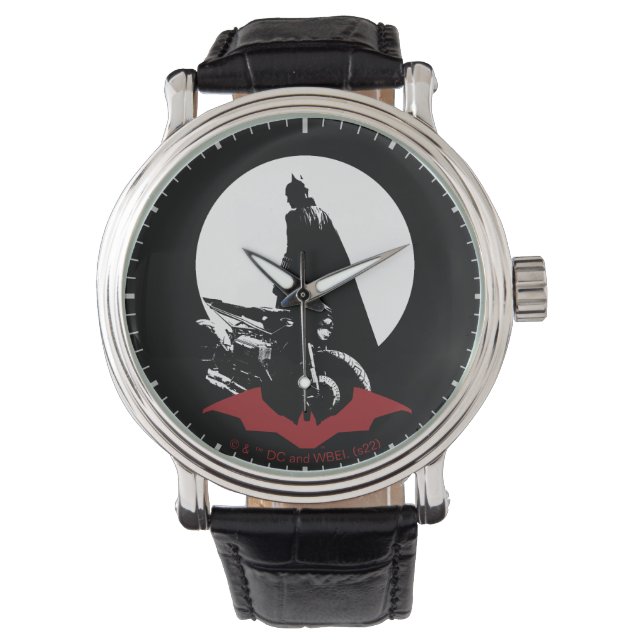 Die Batman Motorrad-Silhouette Armbanduhr (Vorderseite)