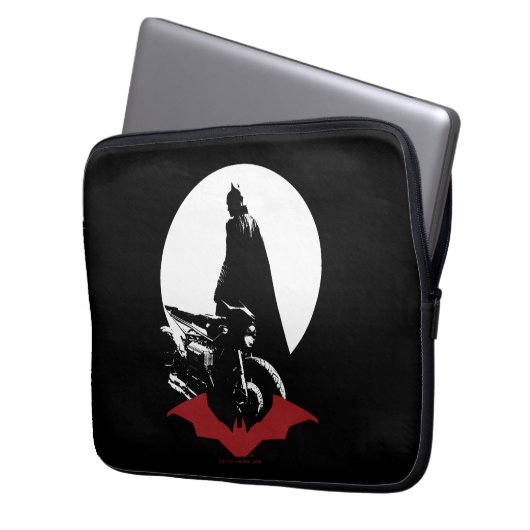 Die Batman Motorrad-Silhouette Laptopschutzhülle (Vorderseite Links)