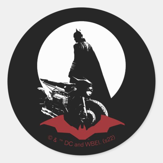 Die Batman Motorrad-Silhouette Runder Aufkleber (Vorderseite)