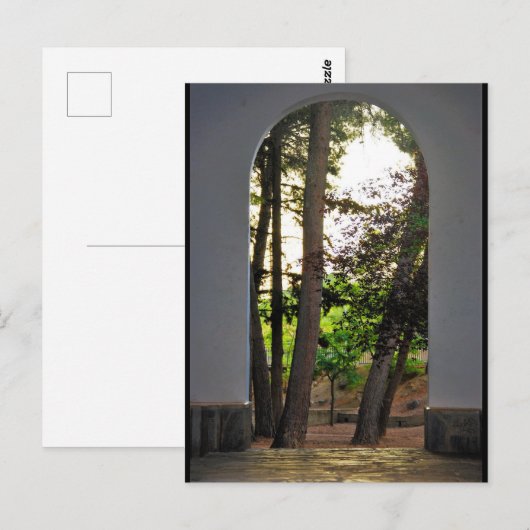 Die Bäume durch den Torbogen Postkarte (Vorne/Hinten)