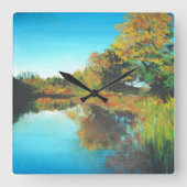 Die Bäume fallen Landschaft Feine Kunst Quadratische Wanduhr (Vorderseite)