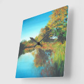 Die Bäume fallen Landschaft Feine Kunst Quadratische Wanduhr (Winkel)