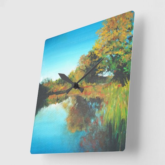 Die Bäume fallen Landschaft Feine Kunst Quadratische Wanduhr (Winkel)