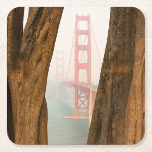 Die Bäume Golden gate bridges   von übersehen Rechteckiger Pappuntersetzer