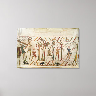 Die Bäume werden abgeschnitten, um die Schiffe zu  Leinwanddruck