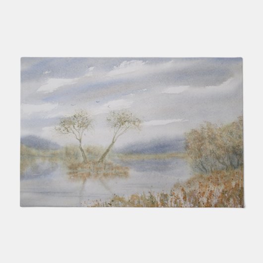 Die Baumwipfel Insel Wasserfarbenwelt Landschaft Fußmatte (Vorderseite)