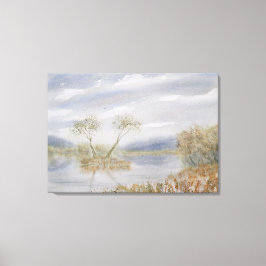 Die Baumwipfel Insel Wasserfarbenwelt Landschaft Leinwanddruck