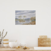 Die Baumwipfel Insel Wasserfarbenwelt Landschaft Poster (Küche)