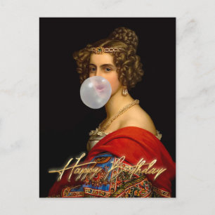 Die bayerische Schönheit und das bubble Gum glückl Postkarte