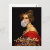 Die bayerische Schönheit und das bubble Gum glückl Postkarte (Vorne/Hinten)