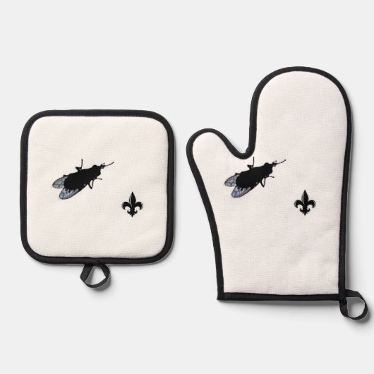 Die Bayou-Fliege Ofenhandschuh & Topflappen-Set (Vorderseite)