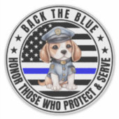 Die Beagle-Polizei unterstützt das Blaue Aufkleber (Vorderseite)