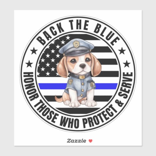 Die Beagle-Polizei unterstützt das Blaue Aufkleber (Blatt)